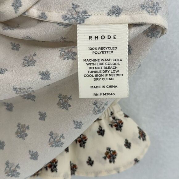 RHODE Multicolor Needlepoint Bouquet Parchment Button Down Lyra Blouse Medium - Picture 10 of 11